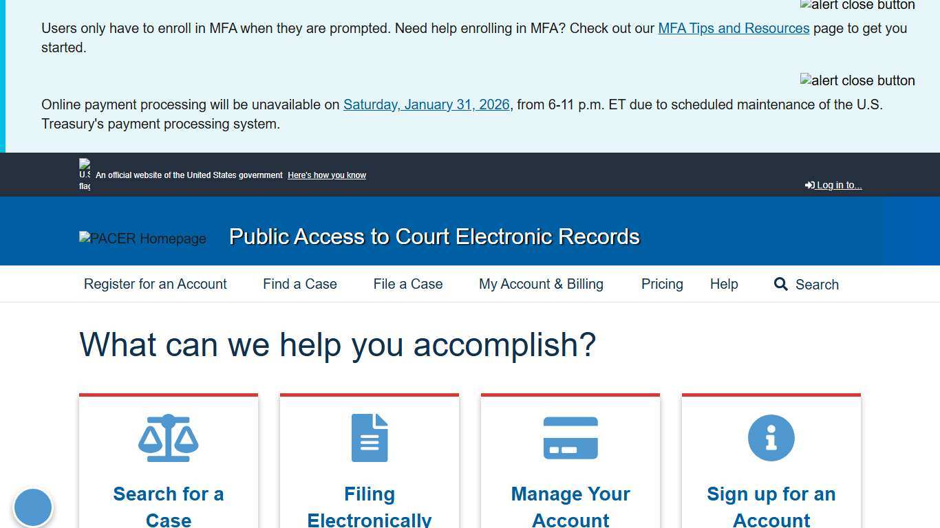 Public Access to Court Electronic Records PACER: Federal Court Records